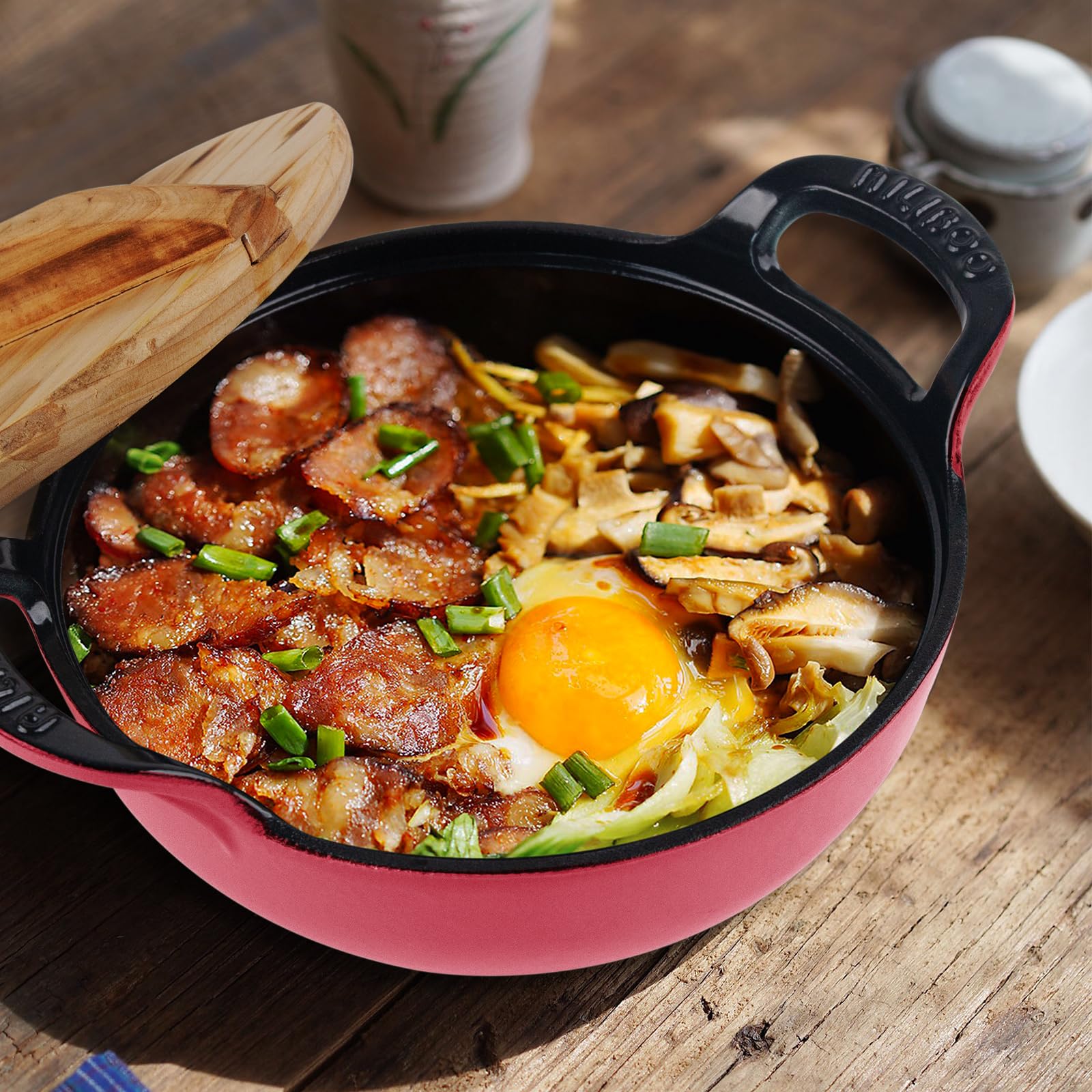 2-in-1鋳鉄製ダッチオーブンポット　エナメル鋳鉄鍋 Amazon.co.jp: Ailiboo エナメル鋳鉄ダッチオーブン - 2クォート